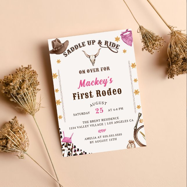 Convite Western First Birthday Rodeo (Criador carregado)