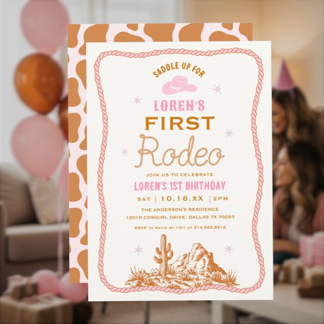 Convite Western First Rodeo Cowgirl 1st Birthday (Criador carregado)