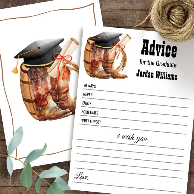 Convite Western Graduation Advice for Graduate Card (Criador carregado)