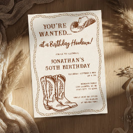 Convite Western Hand Drawn Cowboy Boots Birthday Party