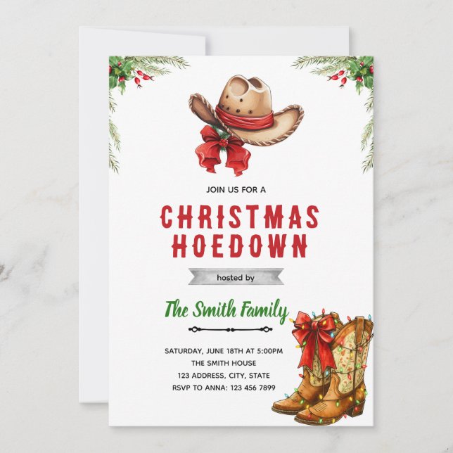 Convite Western Hoedown Christmas Party invitation (Frente)