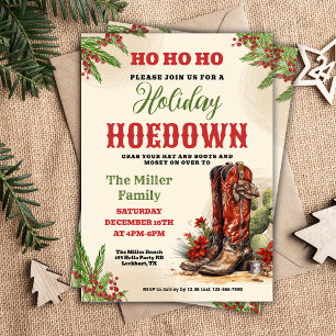 Convite Western Holiday Hoedown, cowboy de Natal