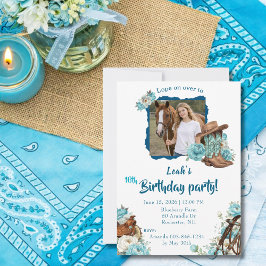 Convite Western Horse Floral Birthday Invitation – White
