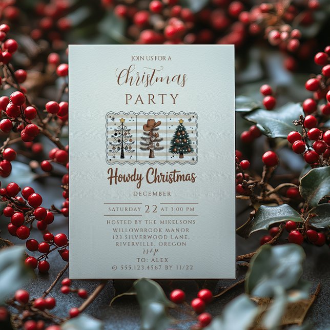 Convite Western Howdy Cowboy Christmas (Criador carregado)