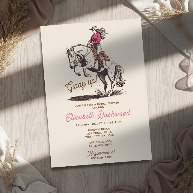 Convite Western Modern Cowgirl Bucking Horse Bridal Shower (Criador carregado)