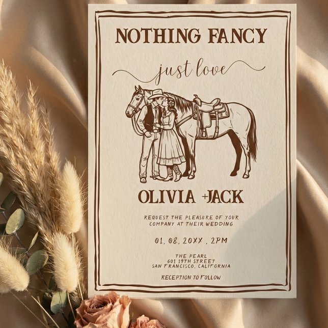 Convite Western Nothing Fancy Just Love Hand Drawn Wedding (Criador carregado)