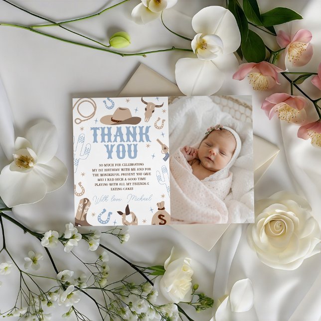 Convite Western Photo Thank You Card (Criador carregado)