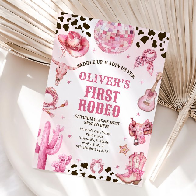 Convite Western Rodeo Cowgirl First Rodeo 1st Birthday (Criador carregado)