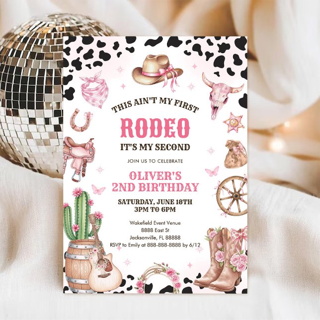 Convite Western Rodeo Cowgirl Second Rodeo 2nd Birthday (Criador carregado)
