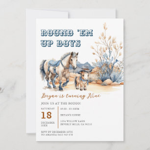 Convite Western Round-Em Para Cowboy Festa de aniversário
