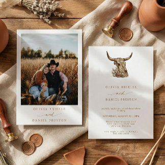 Convite Western Rustic Pampas Grass Boho Photo Wedding Inv