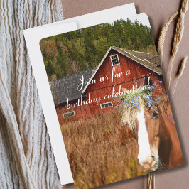 Convite Western Rustic Sunflower Horse Country Birthday In