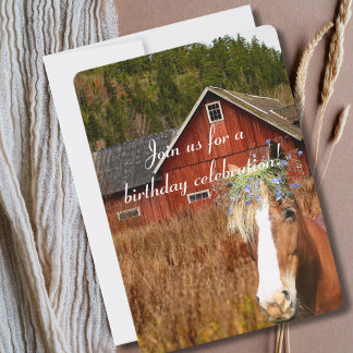 Convite Western Rustic Sunflower Horse Country Birthday In