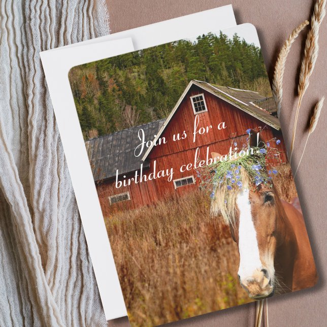 Convite Western Rustic Sunflower Horse Country Birthday In (Criador carregado)