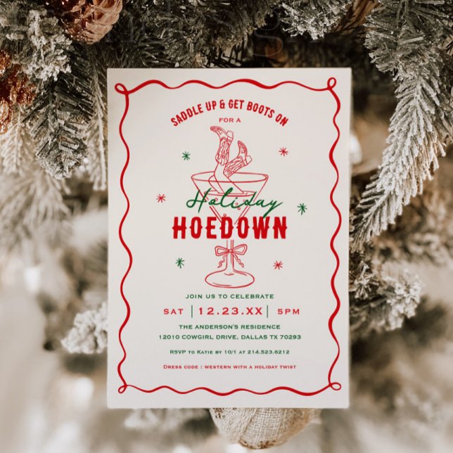 Convite Western Saddle Up Holiday Hoedown Party (Criador carregado)