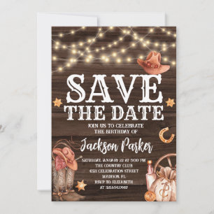Convite Western Save the Date Birthday Country Birthday