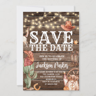 Convite Western Save the Date Birthday Country Birthday