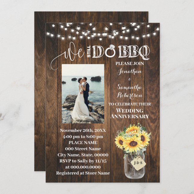 Convite Western Sunflowers We still do Wedding Anniversary (Frente/Verso)