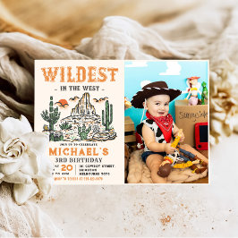Convite Western Vintage Desert Rodeo Foto aniversário de 3