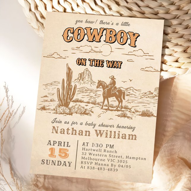 Convite Western Vintage Rodeo Baby Shower Invitation  (Criador carregado)
