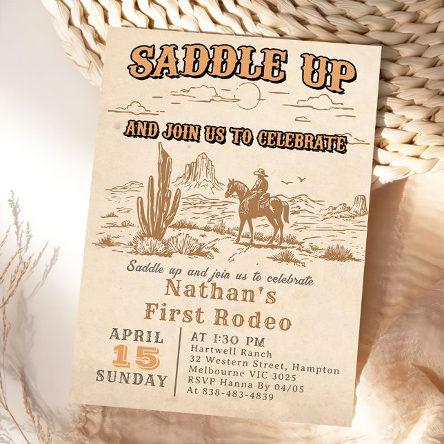 Convite Western Vintage Rodeo Birthday Invitation  (Criador carregado)