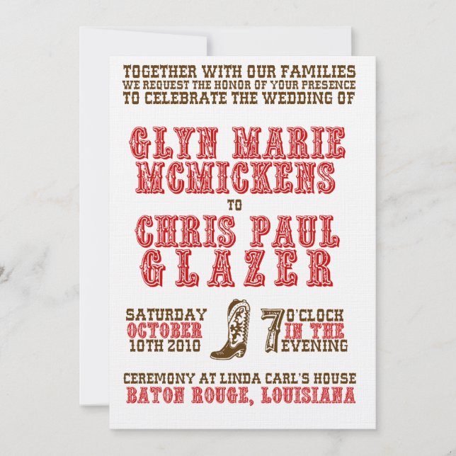 Convite Western Wedding (Frente)