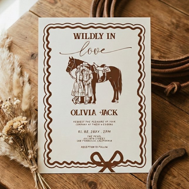 Convite Western Wildly in love Hand Drawn Wedding (Criador carregado)