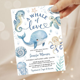 Convite Whale Baby Shower Boy Blue Ocean