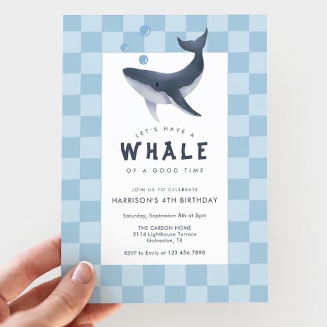 Convite Whale Under The Sea Modern Ocean Birthday Party (Criador carregado)