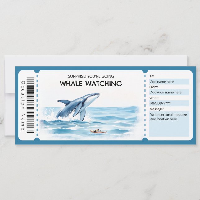 Convite Whale Watching Gift Certificate (Frente)