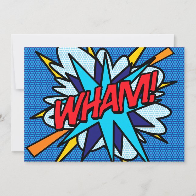 Convite WHAM Diversão Retro Quadrinhos Pop Arte (Frente)