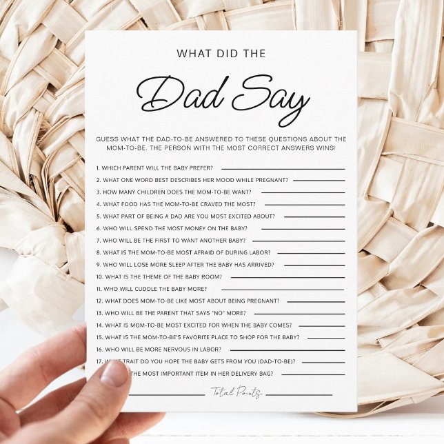 Convite What Did The Dad Say Minimalist Baby Shower Games (Criador carregado)