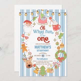 Convite What fun to be One boy 1st birthday invite.