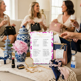 Convite What’s in Your Purse? Bridal  Shower Pink Game