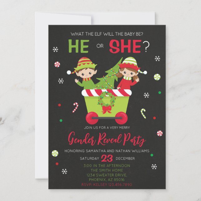 Convite What the Elf Will the Baby Be Gender Reveal (Frente)