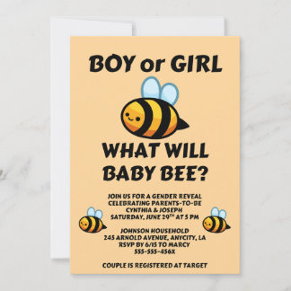 Convite What Will Baby Bee Gender Reveal 