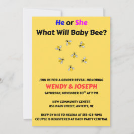 Convite What Will Baby Bee Gender Reveal 