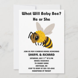 Convite What Will Baby Bee Gender Reveal 
