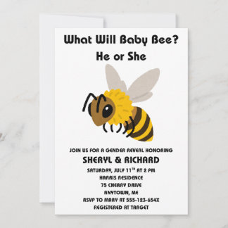 Convite What Will Baby Bee Gender Reveal 