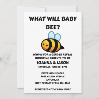 Convite What Will Baby Bee Gender Reveal