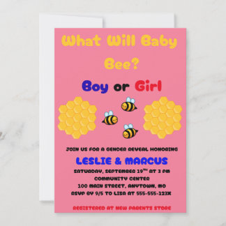 Convite What Will Baby Bee Gender Reveal