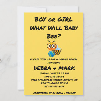 Convite What Will Baby Bee Gender Reveal