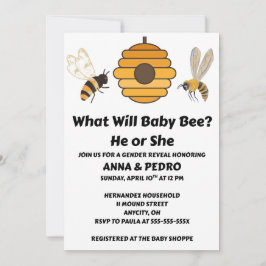 Convite What Will Baby Bee Gender Reveal