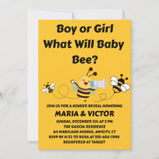 Convite What Will Baby Bee Gender Reveal
