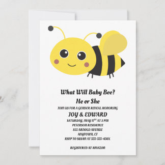Convite What Will Baby Bee Gender Reveal Invitation