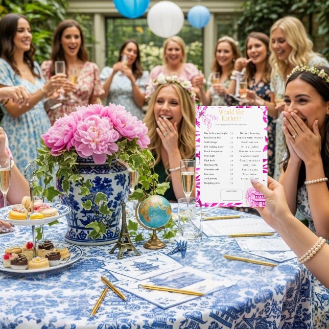 Convite What Would She Choose? Pink Bridal Shower game (What Would She Choose? Pink Bridal Shower game)