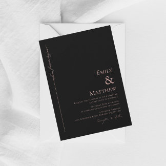 Convite Where Forever Begins Black Wedding Invitation