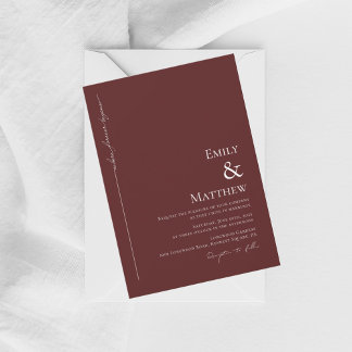 Convite Where Forever Begins Burgundy Wedding Invitation