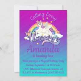 Convite Whimiscal Mágico do segundo aniversário Un