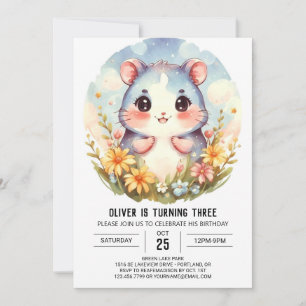 Convite Whimsable Editable Hamster Birthday